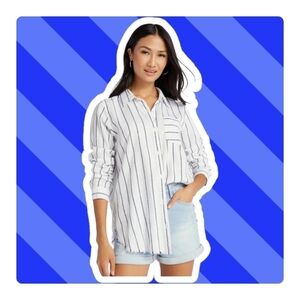 THREAD & SUPPLY day drifter tunic in blue and white Size Large Relaxed Fit NWT